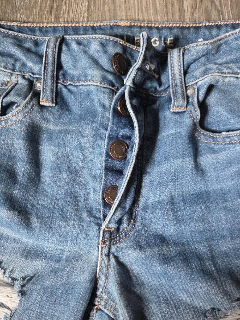 American Eagle Outfitters Button Fly Distressed Tom Girl Straight Leg Jeans 2 - Picture 2 of 6